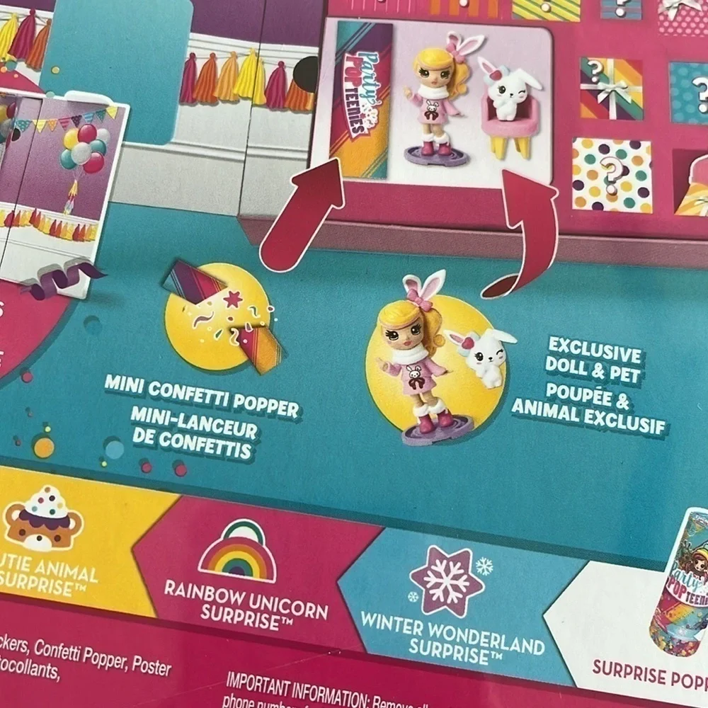 Brand New Party Popteenies Party Surprise Box Playset Collectible Mini Doll